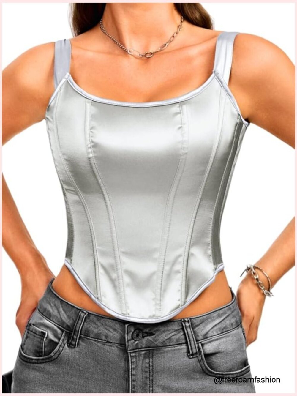 Satin Corset Tank Top Lace Up Sleeveless Bustier Going Out Tops for Women
